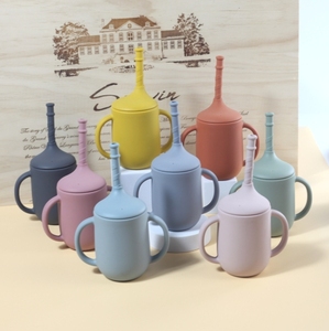 Vaso de silicona sin BPA para bebés, de calidad alimentaria, con pajita, para niños pequeños, para comer, beber agua, vajilla infantil - Product Image 1