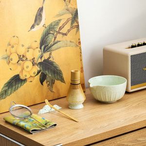 Juego de Cerámica Estilo Japonés de 7 Piezas: Cepillo para Batir, Batidor de Té, Tazón para Matcha, Soporte para Libros - Product Image 2