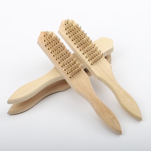 Wooden Handled <b>Wire</b> <b>Brush</b> Steel Bristle Flat Shaped For Rust Removal Sanding Polishing Cleaning Hardware Tool - Product Image 2