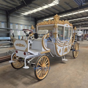 Nouvelle Conception Populaire Chariot de Mariage Blanche à Quatre Roues Style Cendrillon à Vendre – Carrosses Royaux à Chevaux - Product Image 6