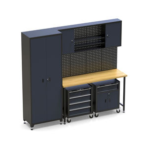 وحدات ورشة عمل تخزين المرآب طاولة عمل معدنية خزانات أدوات مدمجة مع سطح من الخشب الصلب - Product Image 6