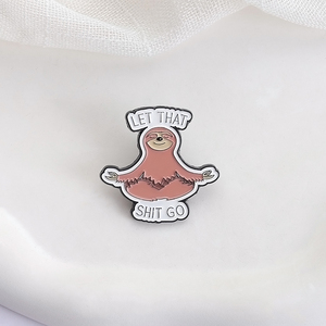 Citazioni curative lasciate che la merda di smalto spilla Retro e fresco cartone animato umoristico spilla distintivi gioielli regalo per bambini e amici - Product Image 3