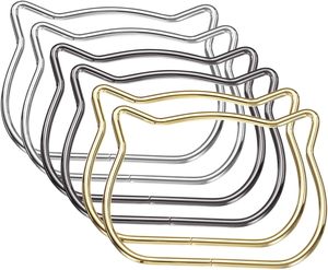 Uxcell Pcs Metal Purse Handle <b>Cat</b> Head Handbag <b>Ring</b> Buckle Bag Handle Replacement For DIY Handmade Woven Bag Luggage Hardware Ac - Product Image 1