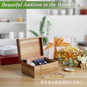 Wooden Flip Top Jewelry Storage Box <b>Rectangular</b> Desktop Organizer For Rings <b>Watches</b> Necklaces Decorative Storage Box - Product Image 4