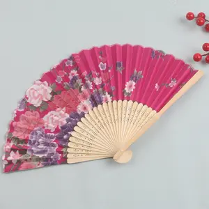 Art Logo Handfan Favor Fabric Wooden Bamboo Paper Sublimating Folding Custom Hand Fan For Wedding Promotion