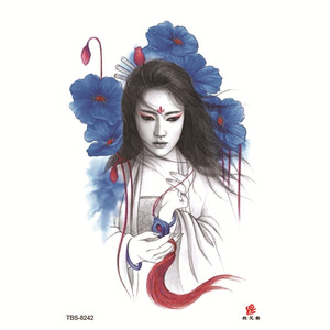 Geisha White <b>Paper</b> Temporary <b>Tattoo</b> Stickers Eco Friendly Water Resistant Indian Style Women Body Art 3 to 7 Days - Product Image 3