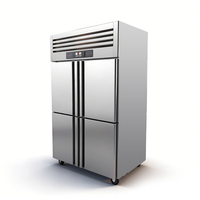 Réfrigérateur vertical durable à commande numérique en acier inoxydable, congélateur commercial à 4 portes pour la restauration