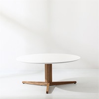 Vente en Gros de Meubles de Maison Nordic Modern White Top Table Basse Ronde de Salon en Bois de Chêne