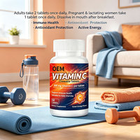 Comprimés à croquer de vitamine C OEM/ODM, 200 mg par comprimé, favorisent la formation du collagène et la santé de la peau, 60 unités