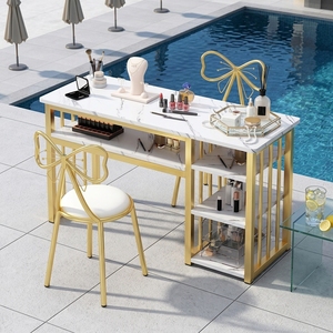 <span class=keywords><strong>Mesa</strong></span> <span class=keywords><strong>de</strong></span> <span class=keywords><strong>Manicura</strong></span> Compacta y Económica <span class=keywords><strong>de</strong></span> 80 cm, con Marco Dorado Antioxidante y Superficie <span class=keywords><strong>de</strong></span> Mármol, para Pequeños Salones <span class=keywords><strong>de</strong></span> Uñas Africanos, MOQ Bajo - Product Image 5