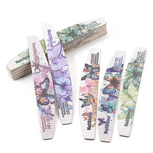 Lima per unghie in legno a mezza luna con motivo a farfalla nuova smerigliatura sottile a doppio lato per levigatura per unghie - Product Image 3