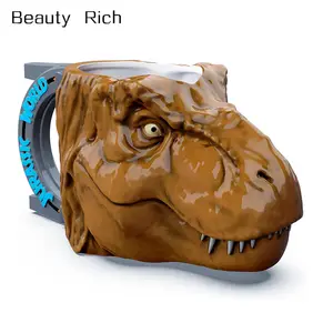 공룡 독특한 3D 캐릭터 조각 세라믹 커피 머그잔 소장 기념품 멋진 커피 머그잔