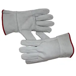 Natural Color Wholesale Cowhide Cow Split Leather Electric Safety Working Argon Rigger Heat Resistant Welding Gloves