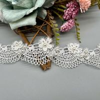Polyester Soluble Dans L'eau Moelleux Fleur Dentelle Ruban Exquis 3 d À La Main Perlé Perle Dentelle Garniture Code à barres pour Enfants Robe De Mariée