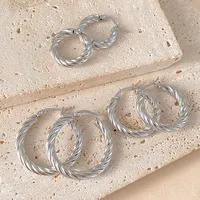 EMANCO Edelstahl Große Geometrische Ohrringe für Damen Büro/Karriere Verlobungs-Statement-Creolen Schmuck