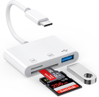 Adaptador Extensor OTG 3 en 1 al por Mayor de Fábrica, Lector de Tarjetas USB 3.0 de Instalación Externa USB-C con Soporte para Tarjetas TF y CF