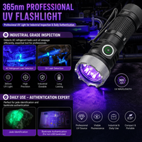 Lampe torche LED multifonctionnelle EDC 1000LM blanche avec RGB et UV 365nm, rechargeable 18350, torche de poche à queue magnétique