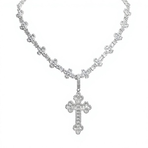 KIVORA'S Iced Out <b>Cross</b> <b>Pendant</b> Necklace Moissanite Charm 925 <b>Sterling</b> <b>Silver</b> Hip Hop Jewelry Custom Gift - Product Image 4