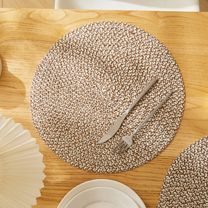 Natural Woven Paper Placemat Round Heat Insulating Bowl Mat Coaster Decorative Mat Solid Color Hand Wash Machine Wash - Product Image 2