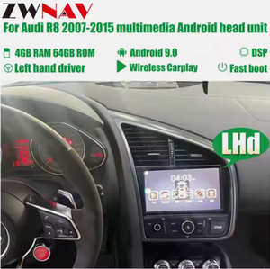 ZWNAV 8 pulgadas para Audi R8 2007-2015 reproductor de coche de fibra de carbono unidad principal navegación GPS Multimedia Video REPRODUCTOR DE DVD <span class=keywords><strong>PUNTO</strong></span> DE Radio de coche - Product Image 6