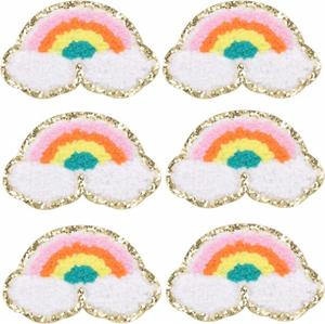 Custom Eco-Friendly DIY Self Adhesion Press-On Rainbow Pattern Clothing Repairing Sequin Embroidered Chenille Garment Embroidery - Product Image 1