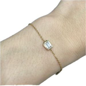 18K <b>Solid</b> <b>Gold</b> Lab Grown Diamond Emerald Cut 0.33CT VVS2 Clarity IGI Certified Unisex Bracelet Trendy Simplicity Luxury Wedding - Product Image 1