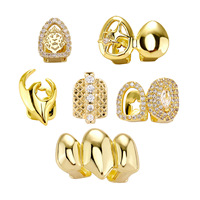 Nouveau Grillz Papillon en Zircon Cubique, Laiton Plaqué Or 18K, Style Hip Hop Iced Out, Bijou de Bouche pour Dents, Vente en Gros