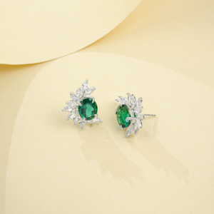 925 Sterling Silver Lab-Grown <b>Emerald</b> <b>Stud</b> EarringsParty evening dress paired with <b>emerald</b> sparkle ultra-shiny - Product Image 3