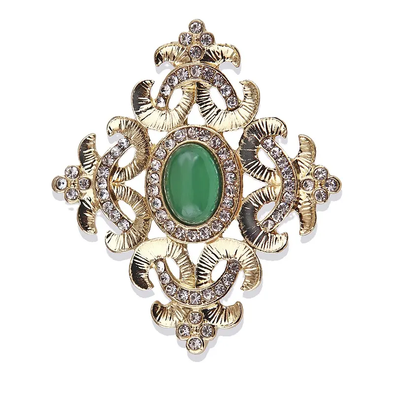 Vintage emerald women's anti-glare silk scarf brooch brooch spot wholesale jewelry