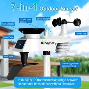 Home 7-in-1 <b>WiFi</b> Weather Station 8.3 Inch Color Display Wireless <b>Outdoor</b> Sensor Temperature Rain Wind Speed/Direction UV YGC-QXZ - Product Image 4