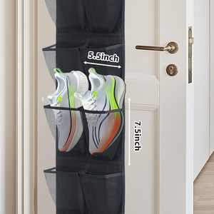 Over The Door <b>Shoe</b> Organizer 14 Mesh Pockets Hanging Rack For Closet <b>Storage</b> Black1 Pack - Product Image 3