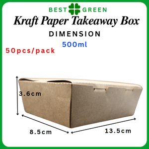 Hộp giấy kraft Takeaway | 500ml, 700ml, 1200ml, 2100ml | hình chữ nhật | Có thể tùy chỉnh | Có thể gập lại | Chống rò rỉ | lò vi sóng an toàn - Product Image 6
