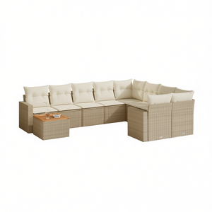 Ensemble de canapés de jardin en rotin beige 6 places, mobilier d'extérieur résistant aux intempéries, design contemporain - Product Image 1