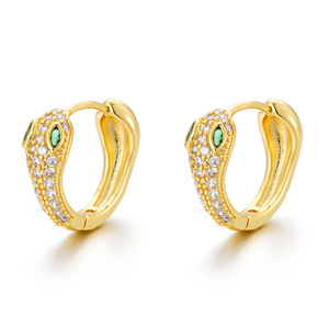 New Popular Hot <strong>Smooth</strong> Copper Plated 18K Gold <strong>Snake</strong> With Diamonds <strong>Snake</strong> Fashion Personalized Earrings - Product Image 1