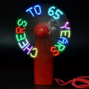 Programmeerbare Led Custom Bericht Handheld Mini Fan Draagbare Handige Batterij Licht Led Effect Hand Fan Logo Met Led Licht