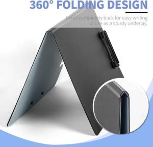 Porte-documents avec deux clips métalliques, texture gaufrée, pliable à 360° °   Porte-documents rotatif pour infirmières, pour lettres et porte-stylos A4 - Product Image 3