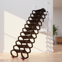 Échelle de grenier électrique rétractable en acier au carbone au design minimaliste, structure télescopique pliable et portable pour usage en entrepôt