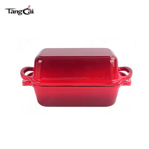 Juego de 2 moldes de hierro fundido esmaltado de colores, molde <span class=keywords><strong>para</strong></span> pan con tapa, <span class=keywords><strong>horno</strong></span> holandés 2 en 1 <span class=keywords><strong>para</strong></span> pan <span class=keywords><strong>casero</strong></span> de masa madre, <span class=keywords><strong>para</strong></span> pastel y lasagna - Product Image 3