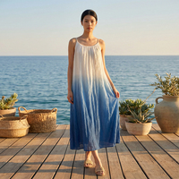 Fabricant de vêtements, robe d'été élégante pour femmes, robes bohèmes, robes pour femmes, robe longue décontractée sans manches à imprimé tie-dye