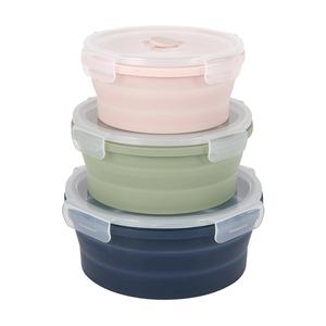 Juego de 3 Recipientes Plegables de Silicona para Almacenamiento de Alimentos, Tazón de Silicona para Ensaladas para Lonchera - Product Image 1