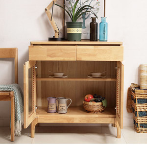 Solid Wood Sideboard Walnut Color Storage <b>Cabinet</b> For Living Room <b>Kitchen</b> Entryway <b>Small</b> Apartment Furniture - Product Image 2