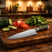 Couteaux de chef en acier au carbone KitchenBliss, livraison rapide, cœur 10Cr15MoV, manche en bois coloré, couteau de cuisine japonais de 8 pouces