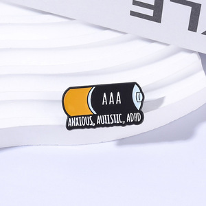 Pin Metálico con Diseño de Batería AAA, para Personas con Ansiedad, Autismo o TDAH, Insignia Esmaltada Rectangular, Accesorio para Ropa - Product Image 4