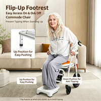Chaise de toilette à roulettes pour personnes âgées, chaise de douche pliable avec siège de toilette pour personnes handicapées à domicile