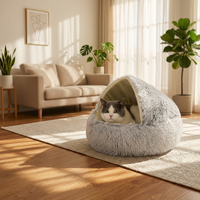 Coussin pour chat et chien en forme de coquille, résistant au lavage, chaud pour l'hiver, semi-fermé, pour toutes les saisons