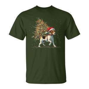 Camiseta con diseño de perro Jack Russell y árbol de Navidad para mujer - Product Image 1