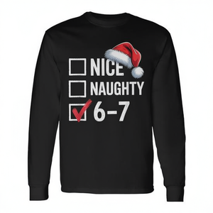 T-shirt a maniche lunghe Nice Naughty 6 7 Slang Meme Xmas - Product Image 2