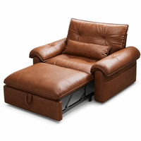 Canapé-lit en cuir : pliable, 2-en-1, compact, extensible, lit escamotable de style vintage pour le salon, nouveau modèle 2026