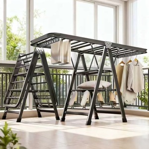 Folding Clothes <b>Drying</b> <b>Rack</b> X Type Rectangle Standing Mobile For Home Balcony Indoor Outdoor Use - Product Image 4
