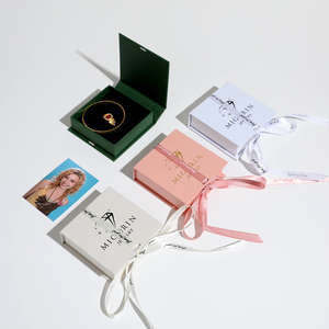Wholesale Custom Logo Square Fashion Tie Closure Cardboard Foldable Gifting Organizer Ring <b>Bracelet</b> Necklace Jewelry <b>Box</b> - Product Image 6